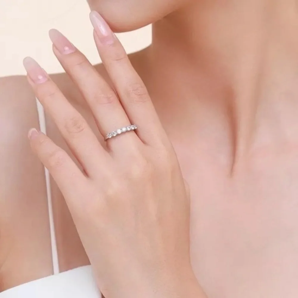 925 Sterling Silver Stackable Round Dazzling Cubic Zirconia Ring